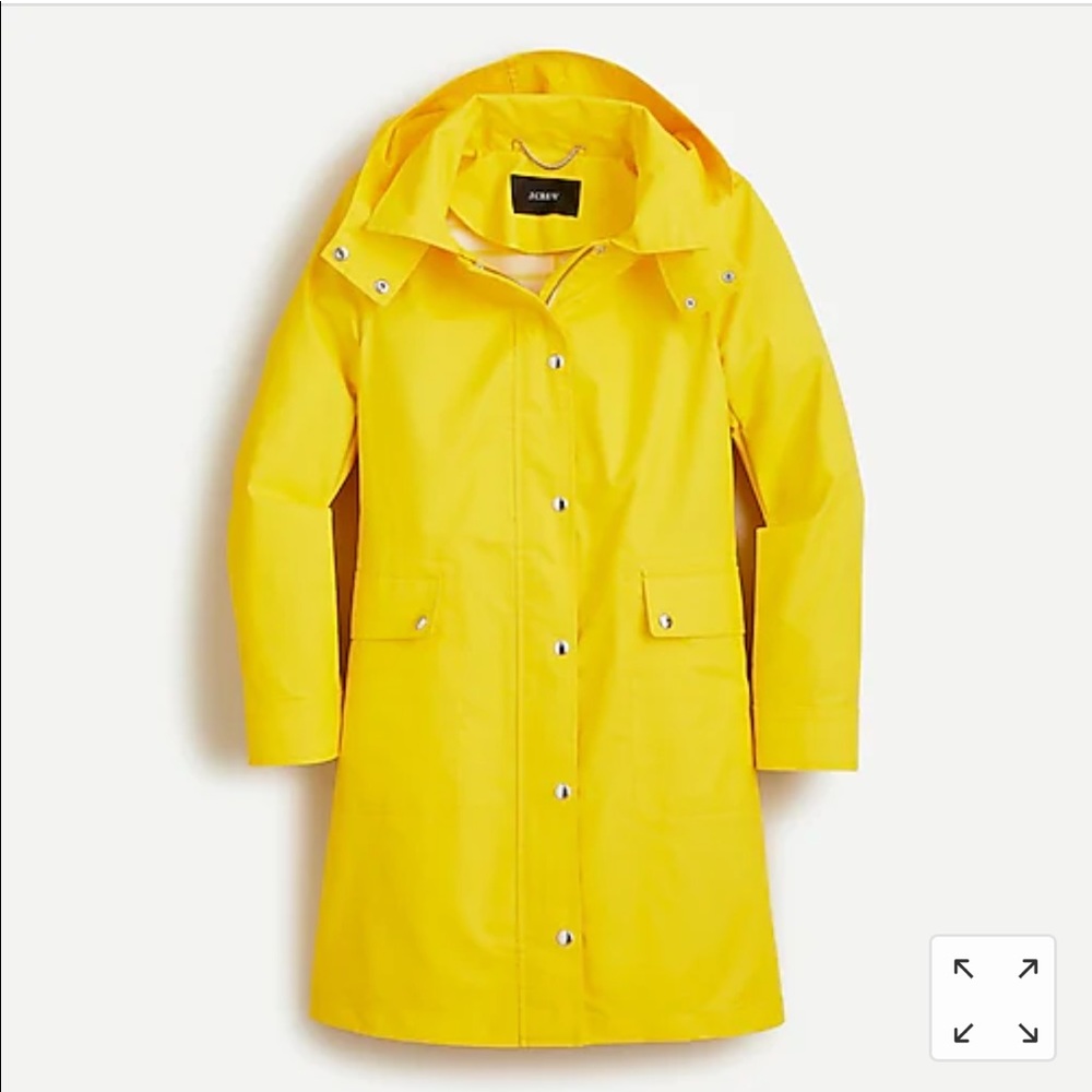 J.Crew Classic Raincoat Hooded - Yellow XXS - Zip & Snaps